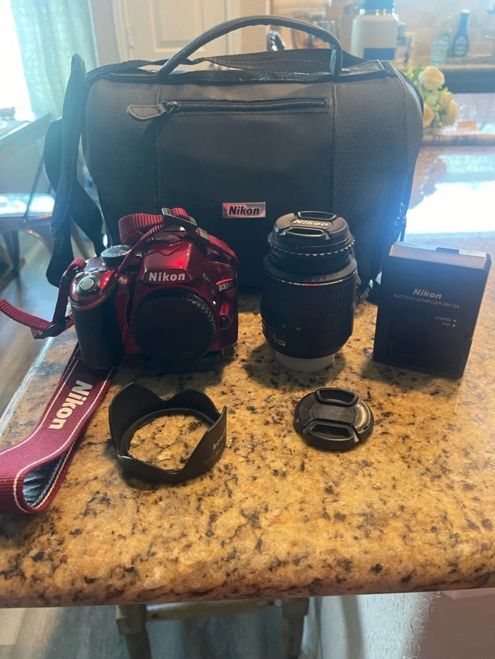 Nikon D3200 24.2 MP Digital SLR Camera - Red (Kit w/ AF-S DX VR 18-55mm Lens)